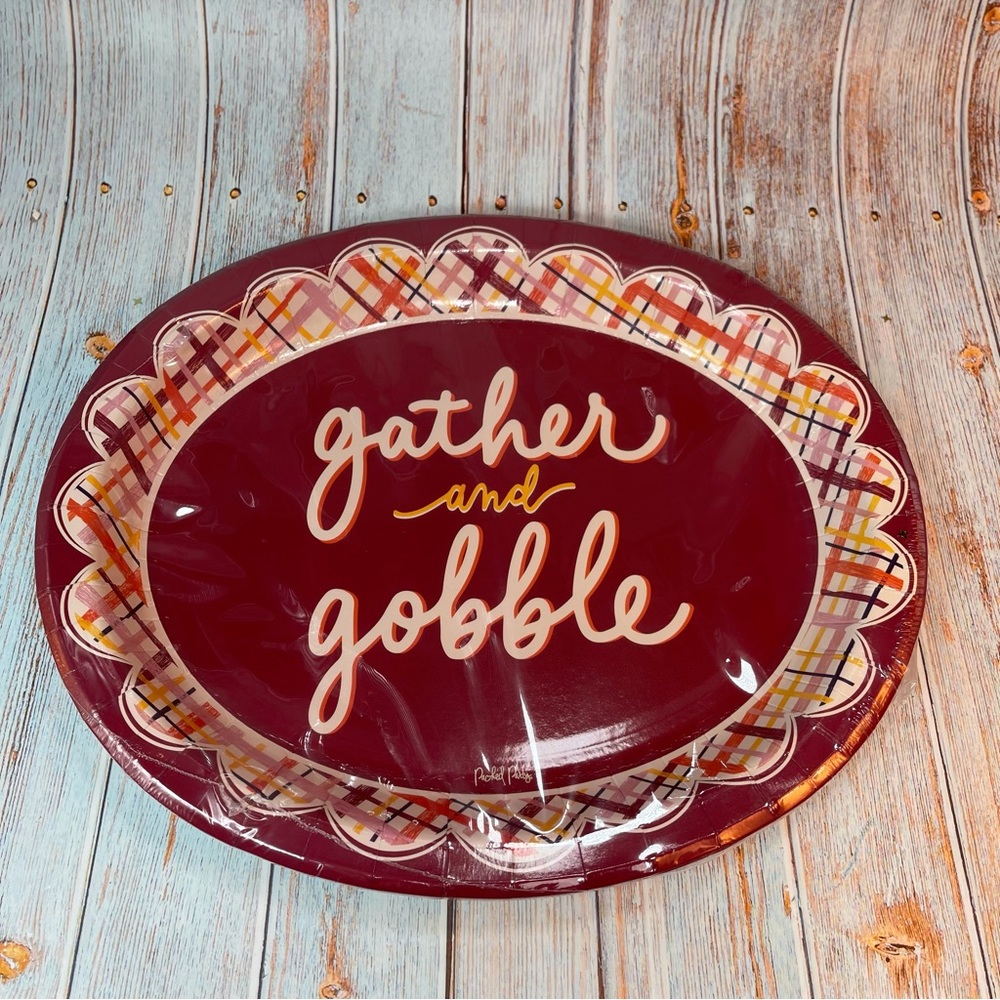 NEW Packed Party Fall Autumn Harvest Thanksgiving Paper Oval Dinner Plates